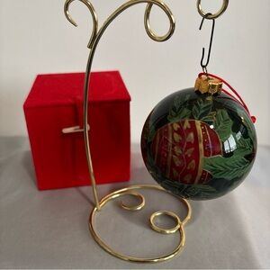 Hand-Painted (Inside) Glass 3" Ornament – Holiday Bauble Design - NIB